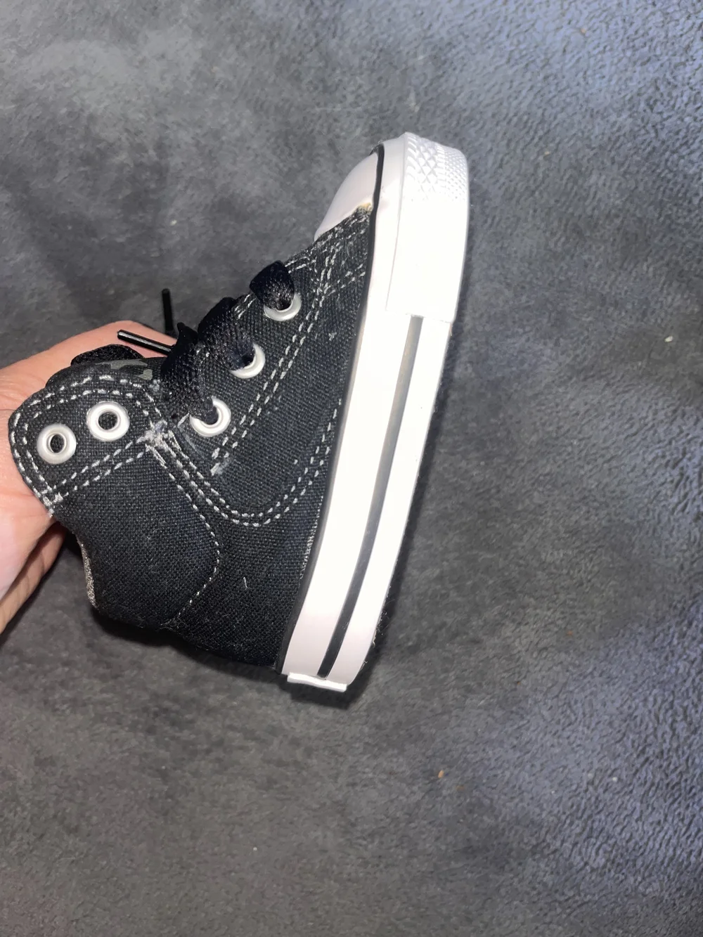 Converse All Star Kids' Black High-Top Sneakers Sz 4 Thick Laces